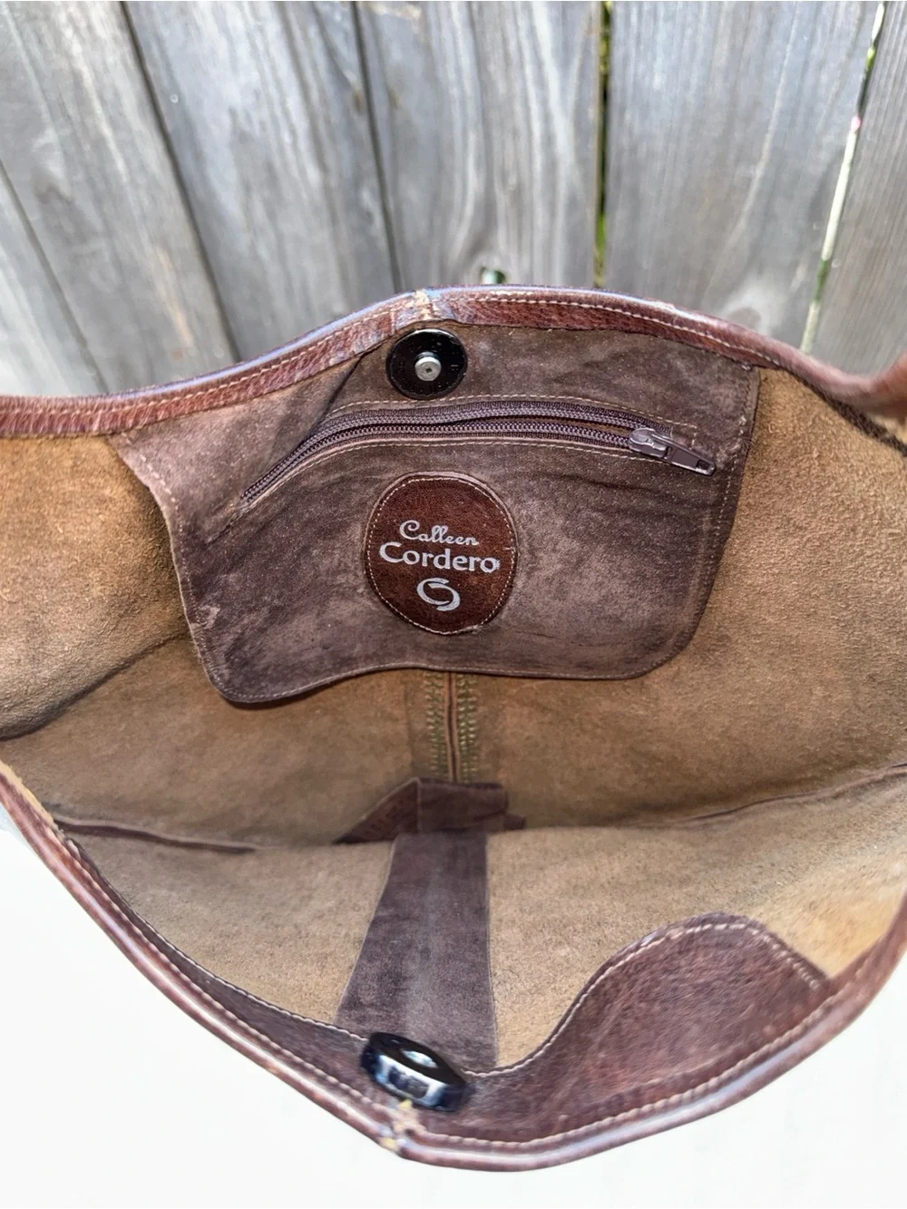 Calleen Cordero Studded Leather Hobo Handbag Purse Brown